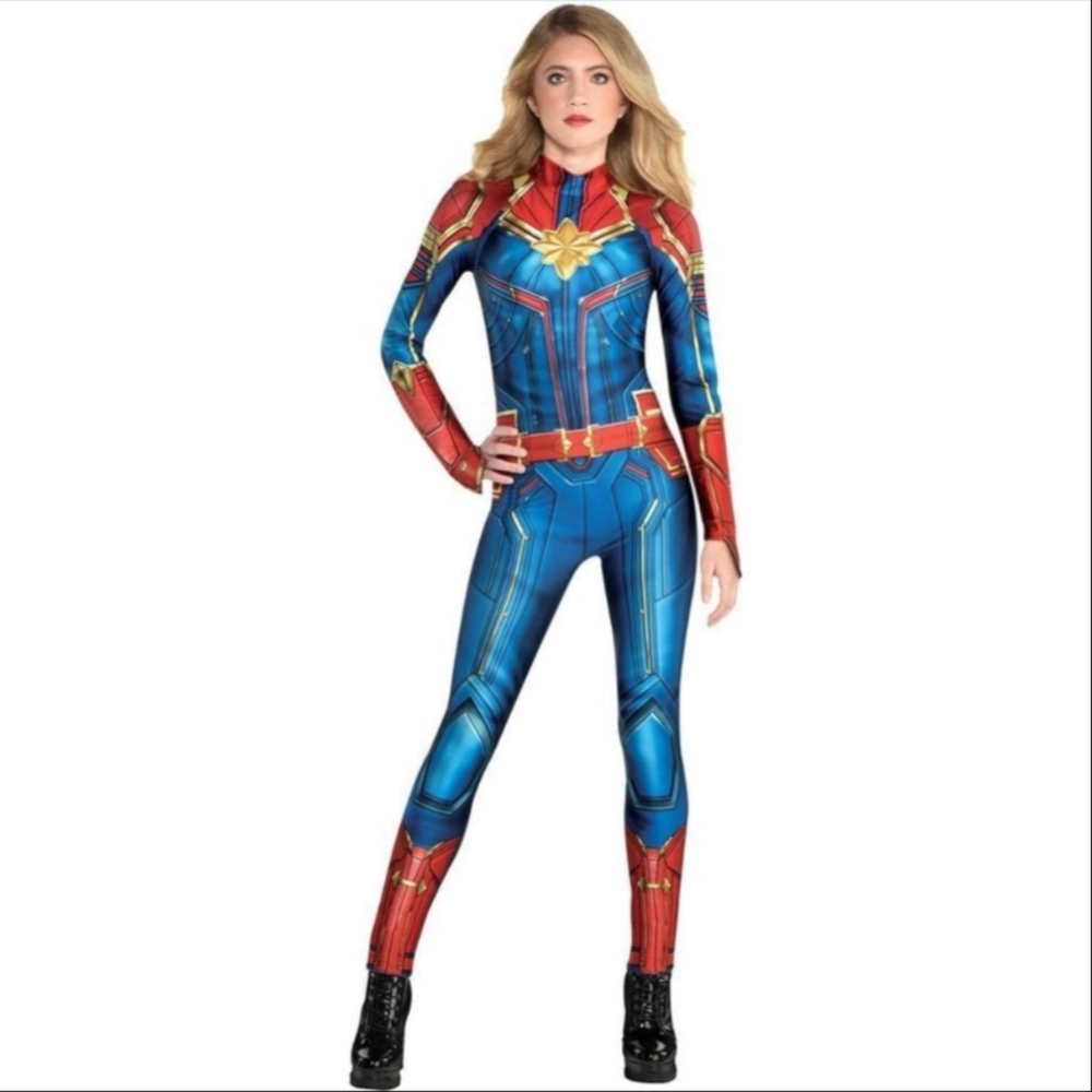 Party City Captain Marvel Costume in Red and Blue